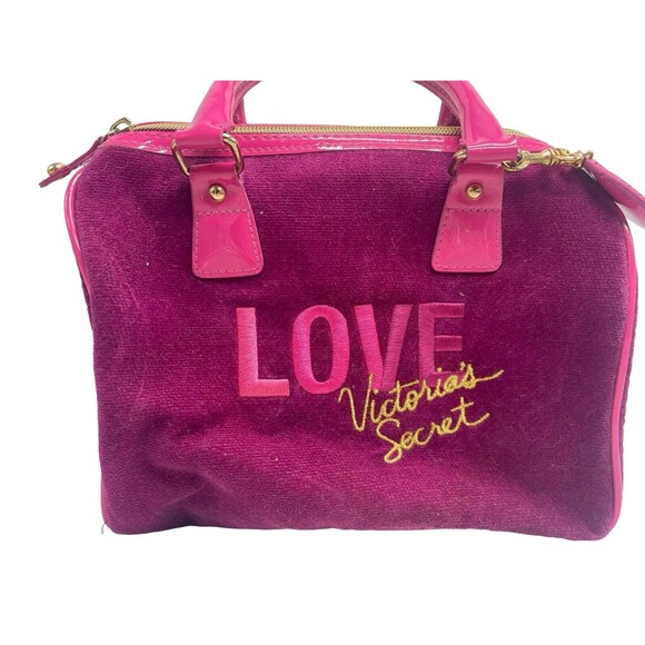 Victoria Secret Love Spell Handbag PINK Faux Suede Cosmetic Bag Zip Closure - Picture 5 of 16